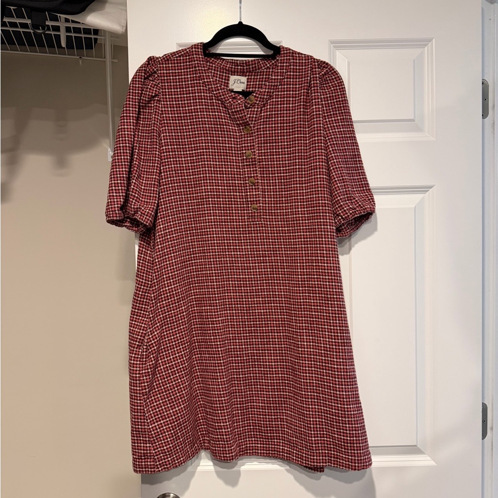 J. Crew Popover Dress in Brushed Flannel - Picture 3 of 3